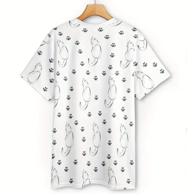 Camisola Feminina Branca com Estampa de Patinhas de Gato - Image 3