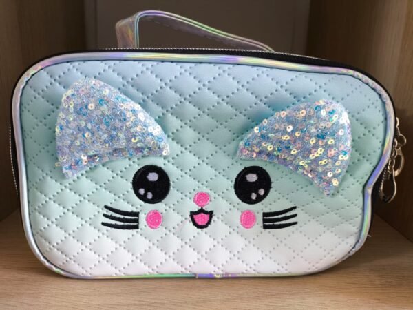 Necessaire "Gato com Orelhas de Lantejoulas"