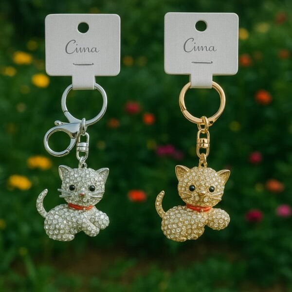 Porta-Chaves Brilhante com Gato