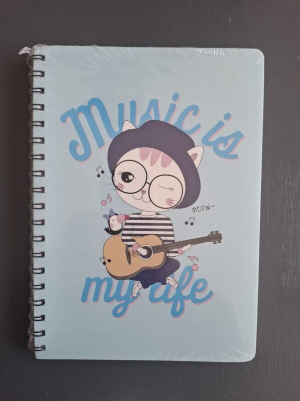 Caderno A5 Pautado de Argolas "Music is my Life"