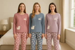 Pijama dos Gatinhos Brancos (M-3XL)