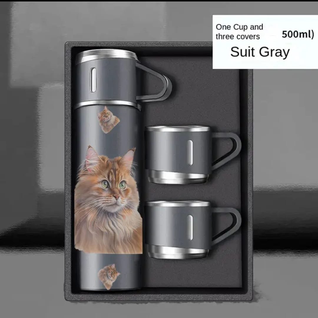 Conjunto de Garrafa Térmica 500 mL + 3 Canecas