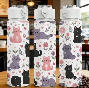 Garrafa Térmica com Gatos (750 mL)